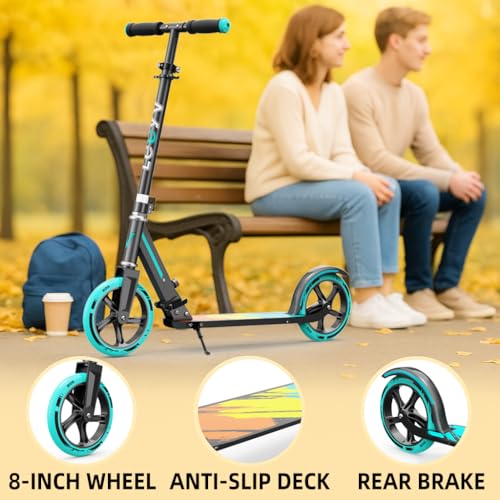 LEEYV Kids & Adult Folding Kick Scooter Blue & Black, Max 240 LBS