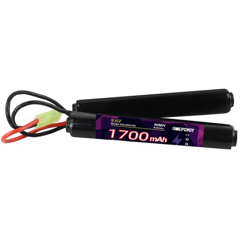 EMEPOVGY NiMH Airsoft Battery 9.6V 1700mAh Rechargeable Nunchuck Stick Battery Pack with Mini TMY Plug for Air Soft Gun Rifle