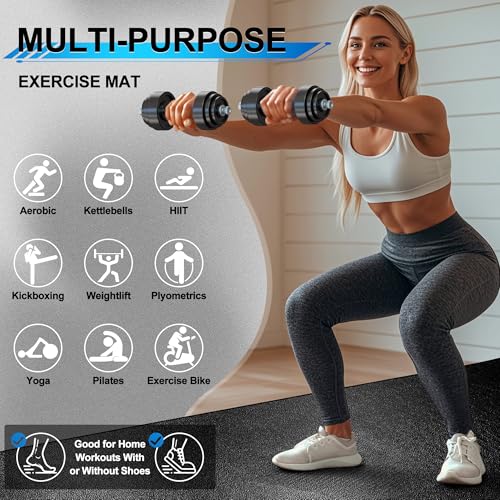 Large Exercise Mat 8x4ft Extra Thick Non-Slip Workout Floor Mat for Home Gym