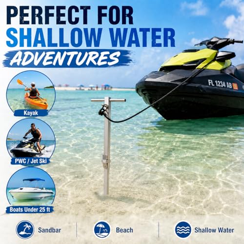 Fologtoo Adjustable Stainless Steel Boat Sand Anchor - Saltwater Ready, 4 Height Settings