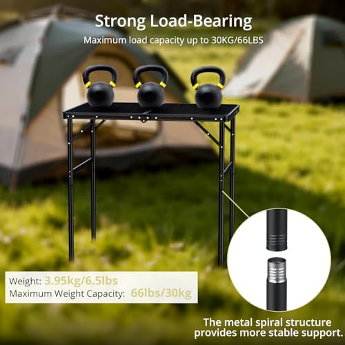 Portable Grill Table 35 Inch x 21.65 Inch with 2 Adjustable Heights - Durable Aluminum Frame, Heat-Resistant Mesh Top, Easy Carry