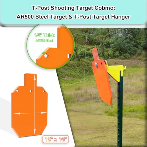 BLANCOHABIL 10x16 Inch 1/2" Thick AR500 Steel Shooting Target with T-Post Hanger