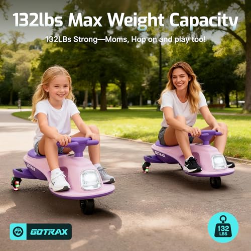 Kids Electric Wiggle Car - Purple, 12V Battery, 120 Min Ride, Bluetooth