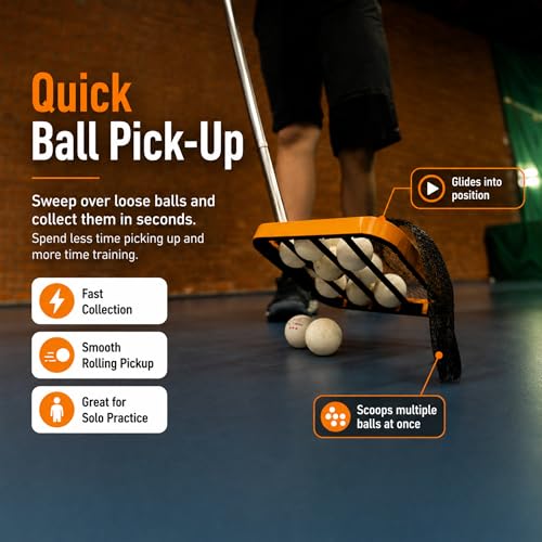 Ping Pong Ball Picker Tool for Table Tennis - Orange & Black - Fast & Safe Collection Accessory