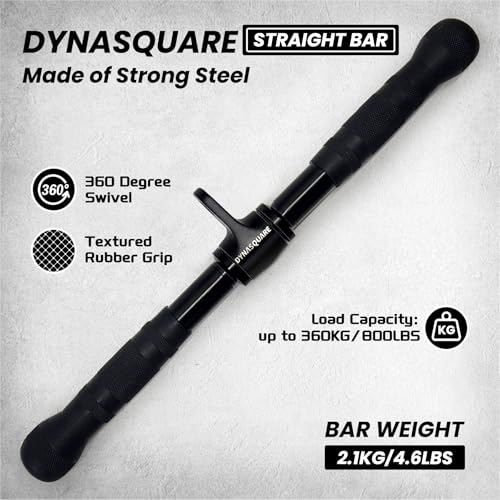 DYNASQUARE Black Heavy Duty Steel Cable Machine Attachments Set for Home Gym
