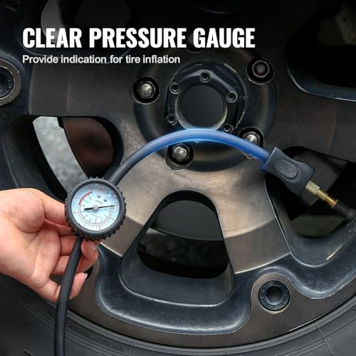 VEVOR 10.6 CFM Heavy Duty Portable Air Compressor 12V 150PSI Offroad Tire Inflator with Adapters, Orange & Black, 14.4x5.9x8.9 in