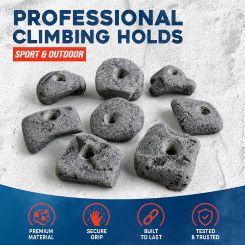25 PCS Rock Climbing Holds - Natural Gray Indoor & Outdoor Climbing Wall Set - Bolt-On US-Made