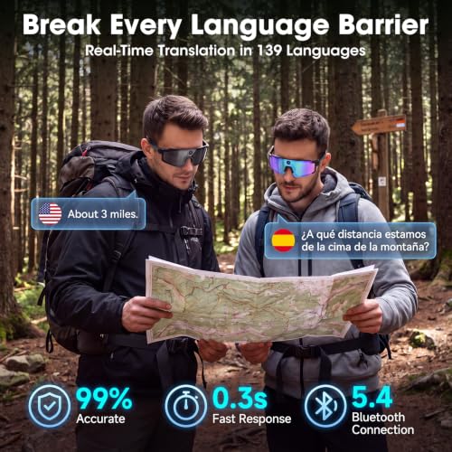 Black AI Smart Glasses with 4K POV Camera, Hands-Free Video Recording