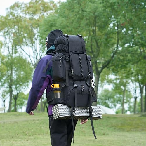 Amazon Basics 75L Internal Frame Hiking Backpack with Rainfly - Black