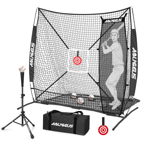 Black 6x6 Baseball Softball Practice Net with Tee, Dummy & Carry Bag