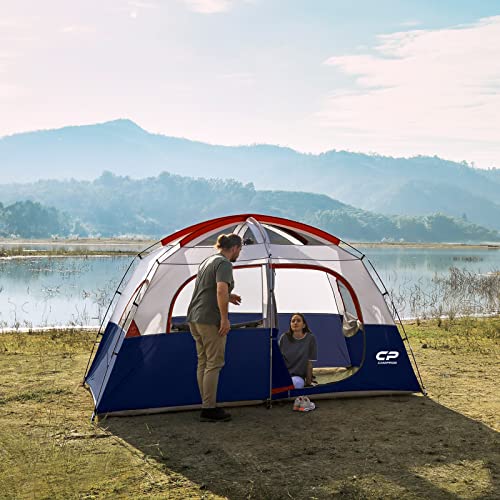 Blue CAMPROS CP 6-Person Waterproof Family Camping Tent - Spacious & Durable