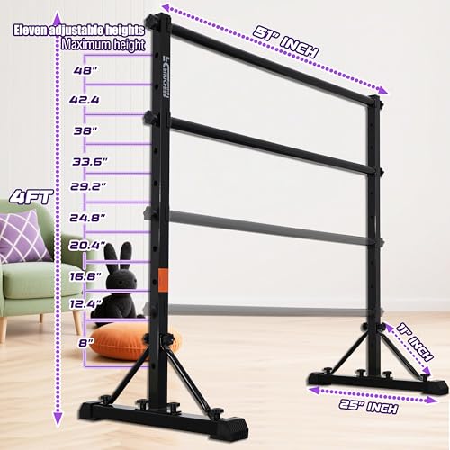 4FT Steel Cross Ballet Barre Portable Dance & Fitness Equipment - Black
