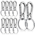 Heavy Duty Metal Keychain Carabiner Clips Set - Silver, 10 Pack
