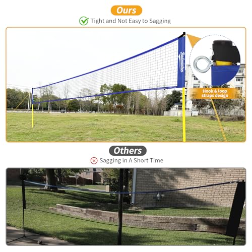 PUULIVEE 20ft Blue Portable Outdoor Badminton Net Set for Backyard