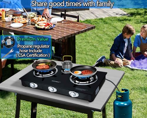 Horynar 3-Burner Propane Camping Stove with Auto Ignition & 28,000 BTU
