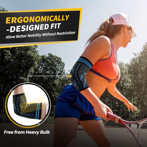 Blue Medium Tennis Elbow Brace for Tendonitis & Golfers Elbow Support - CAMBIVO