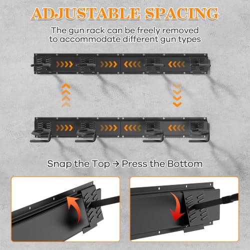 Heavy Duty Steel Gun Wall Rack 8-Slot Adjustable Indoor Mount for Rifles & Shotguns