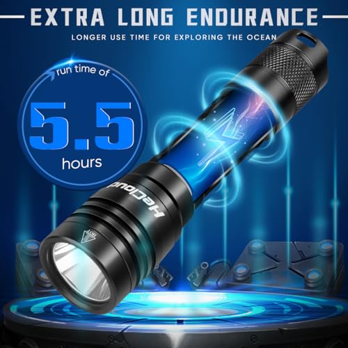 Dive Light 3000LM Waterproof LED Flashlight with 4 Modes - Black
