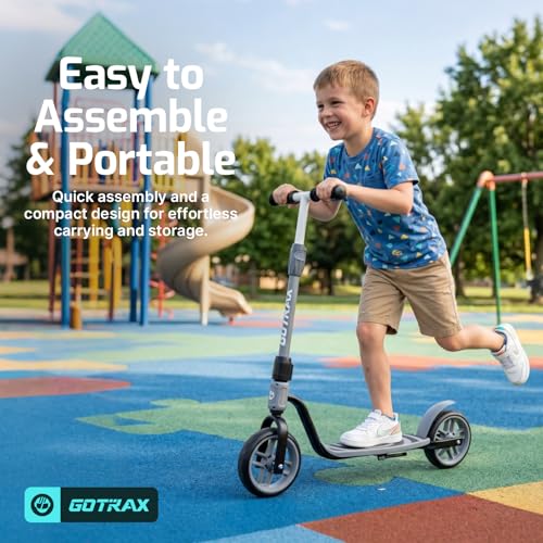 Kids Kick Scooter with 8-Inch Wheels - Gotrax KS8 Matte Black, Adjustable Handlebar, Safe & Lightweight for Ages 5+