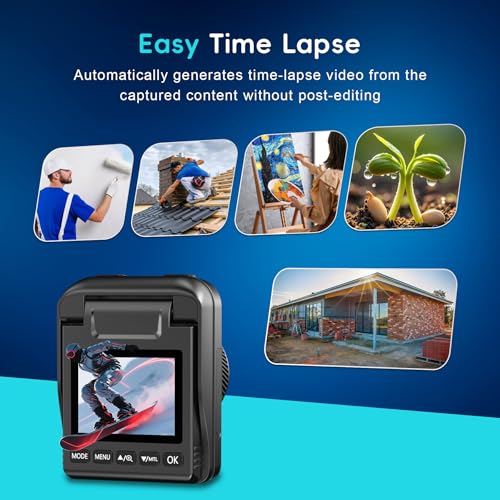 Hojocojo 4K Outdoor Time Lapse Camera with Waterproof Housing & 3 Mounts for Construction & Garden Monitoring