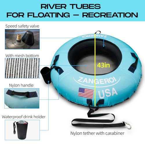 ZANGEROI Heavy Duty Blue River Tube for Floating & Sledding - 43" Pool & River Inner Tube