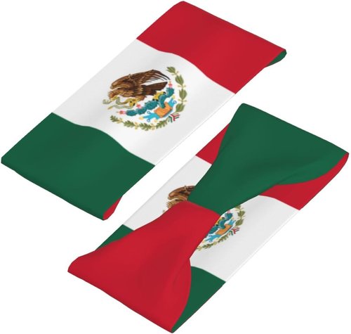 Mexico Flag Running Headbands - Stretchy Sweatbands for Men & Women | Ideal for Basketball, Yoga, Workout