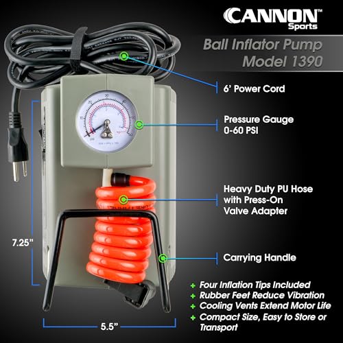 Cannon Sports Electric Ball Inflator Pump with Pressure Gauge - Fast, Portable, Multi-Use