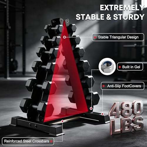 6th Floor JDGG 5/6 Tier A-Frame Dumbbell Rack Stand, 480LBS Capacity