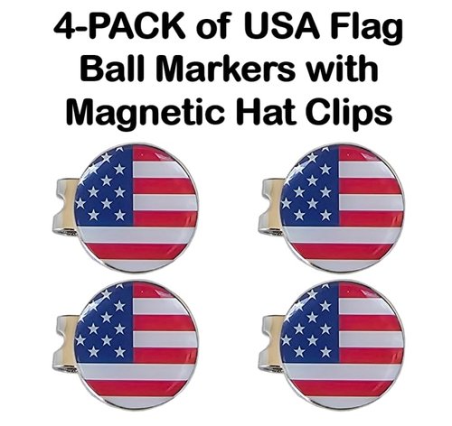 Scale Wear Design USA Flag Magnetic Golf Ball Marker with Hat Clip Holder for Golf Gloves Hats Bags Caps Visor Belt Mens Womens Adult Gift (4)