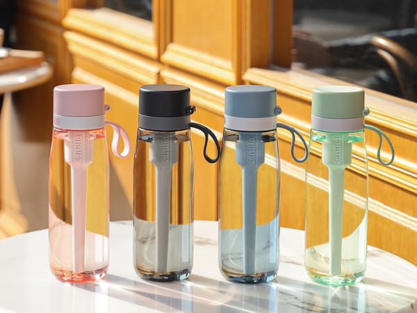Filtered Water Bottle 22oz BPA-Free Tritan with Activated Carbon Filter