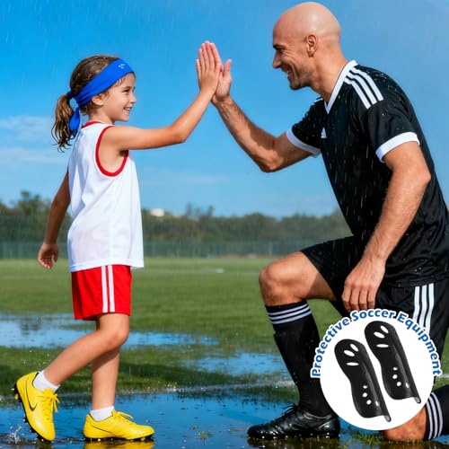 Soccer Shin Guards for Youth & Adults - Black & White, Small, Breathable & Lightweight