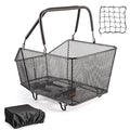 Large Capacity Bicycle Rear Rack Basket with Quick Release, Waterproof Cover & Cargo Net