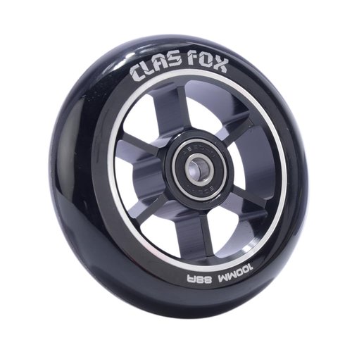 CLAS FOX 100/110mm One Pair Pro Stunt Scooter Wheels with ABEC-9 Bearings CNC Metal Core (2pcs)（Black-Black）
