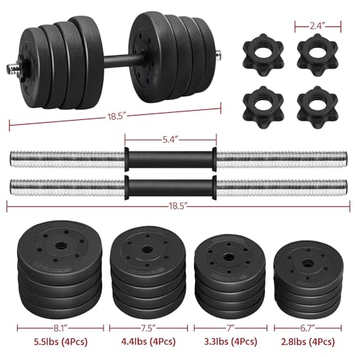 Yaheetech Adjustable Dumbbell Set 66lb with Spinlock Collars - Black
