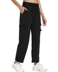bepopotan Quick Dry Women's Cargo Pants with Pockets Lightweight Hiking Joggers for Workout Athletic Casual Outdoor Camping(Black M)