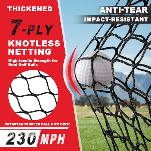 Heavy Duty Golf Practice Net 10x7ft with Mat & Accessories for Home Swing Training