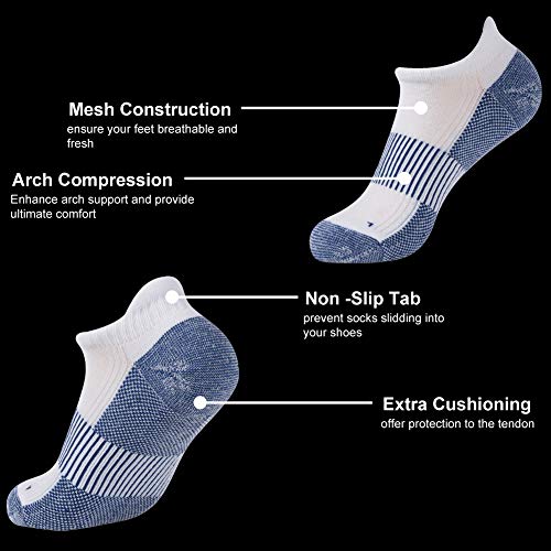 Copper Compression Socks for Circulation Support - Small-Medium, 6 Pairs White & Blue