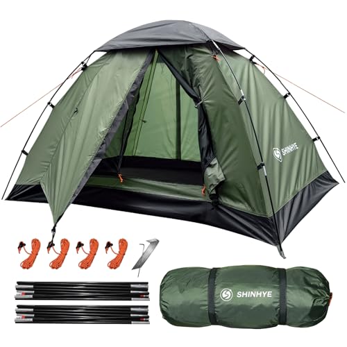 Green 2-Person Backpacking Tent - Ultralight Waterproof Camping Shelter