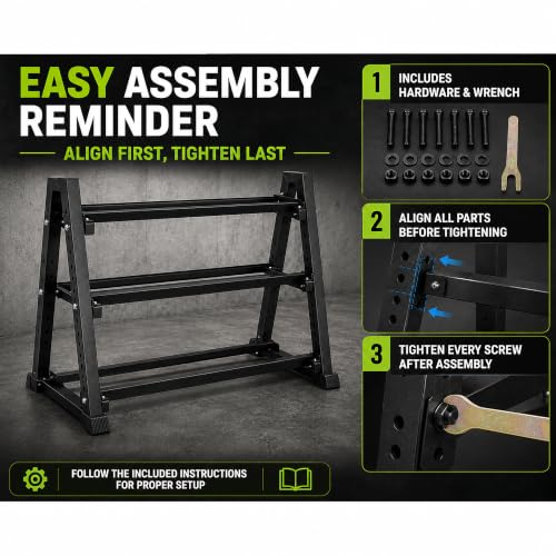 Heavy Duty 3-Tier Dumbbell Rack Stand for Home Gym Storage, 1300 lb Capacity
