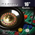 16-Inch Roulette Wheel Game Set with Chips, Felt Layout, and Rake for Casino Night