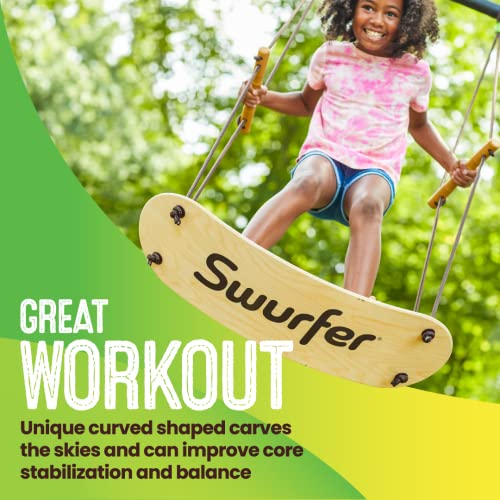 Swurfer TreeSkate Outdoor Kids Tree Swing Brown/Green, Adjustable Handles, Supports 200 lbs