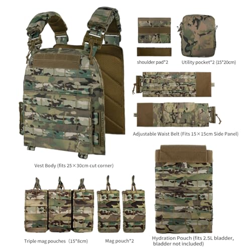 Camo Tactical Molle Vest for Men Airsoft Lightweight Modular Breathable Quick Release Hunting Vest