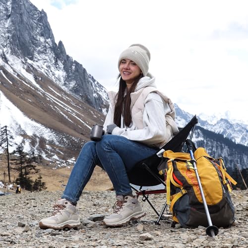 Women's Waterproof Hiking Boots - Lightweight Non-Slip Outdoor Footwear Beige 9