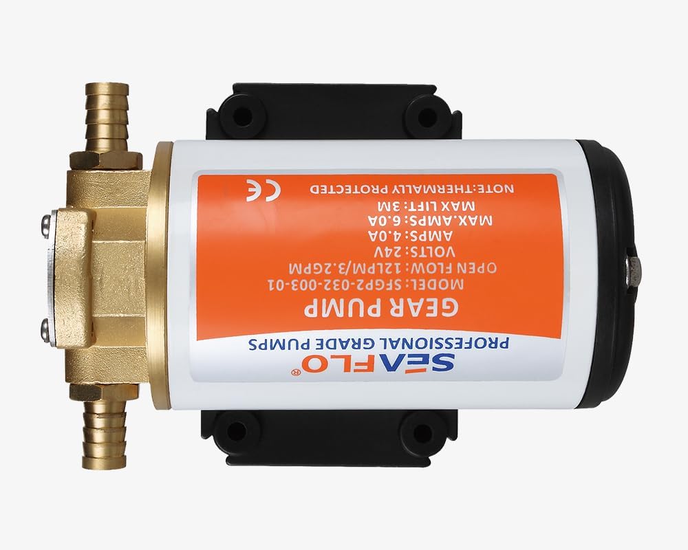 SEAFLO 12V Self-Priming Gear Pump - 3.2 GPM Diesel Fuel Transfer with Reversible Flow & Copper Impeller
