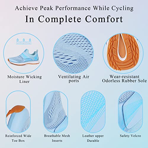Women's Indoor Cycling Shoes - Breathable High-Performance Bike Shoes 8.5 White SPD Compatible