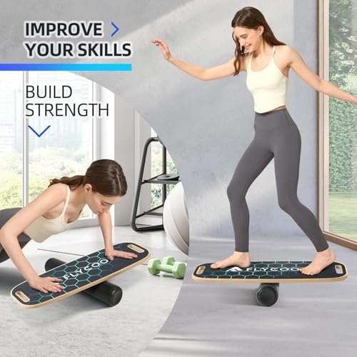 Flycoop Adjustable Balance Board for Adults - Black, 29 x 11 inches with Stand