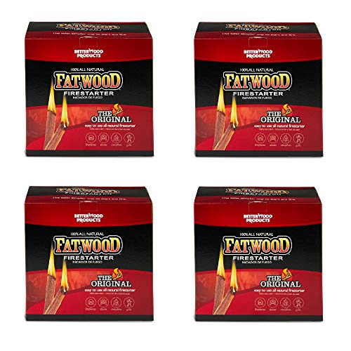 BetterWood Fatwood Fire Starters Burlap Bag 10Lb 4-Pack - Water-Resistant, Easy to Use