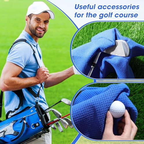 Batiyeer Bulk Golf Towels 16x16 Inches with Clips - Assorted Colors, Pack of 50