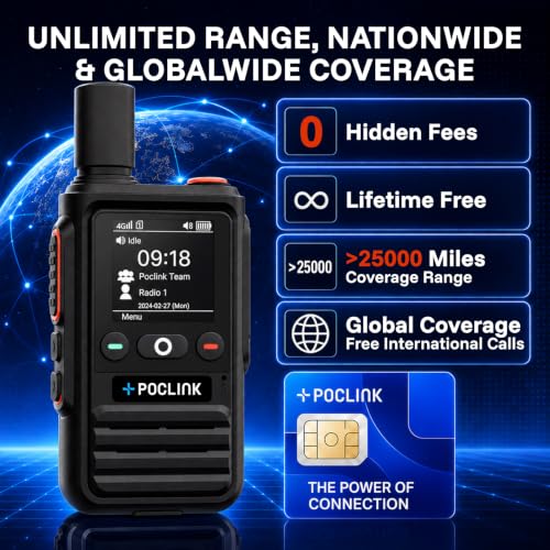 2-Pack Long Range 4G LTE Walkie Talkies with Free SIM for Global Use