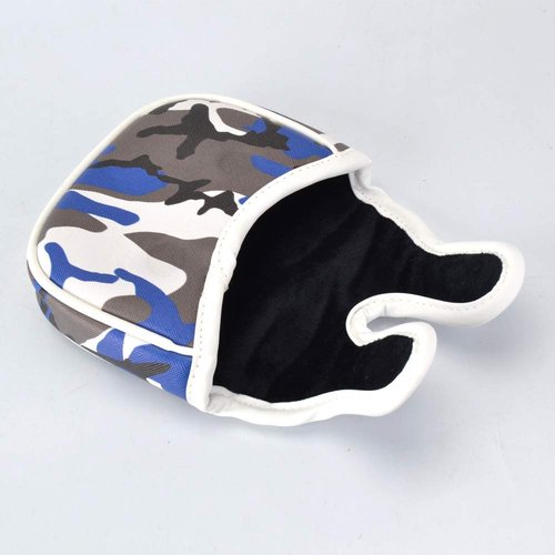 GOOACTION Camo Blue Golf Club Center Shaft Square Mallet Putter Cover Magnetic Closure Camouflage Print Creative Synthetic Leather Putters Headcover Protector